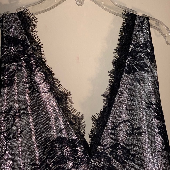 Francesca’s Black lace overlay Silver dress - Picture 3 of 5